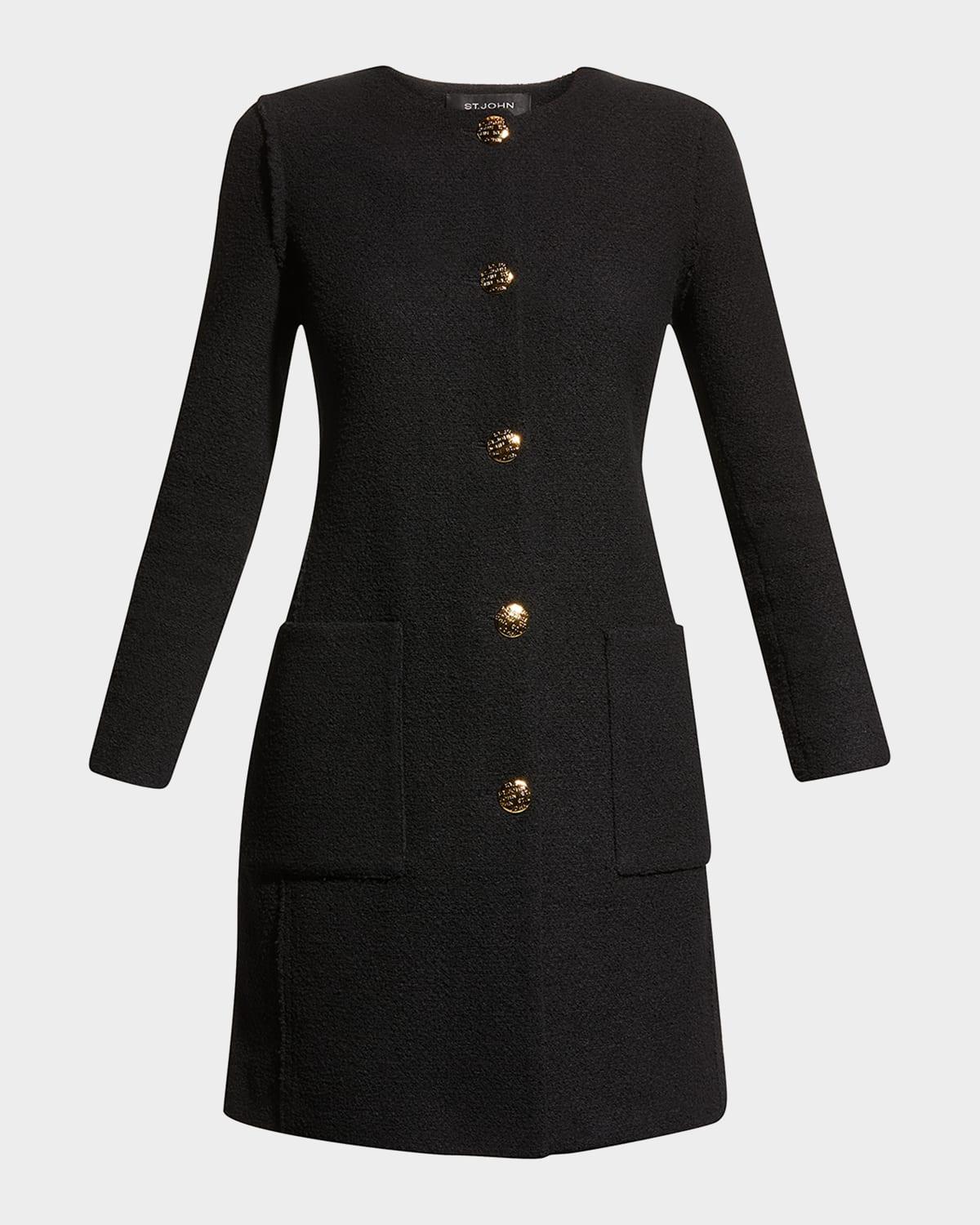 compact-knit boucle patch-pocket jacket