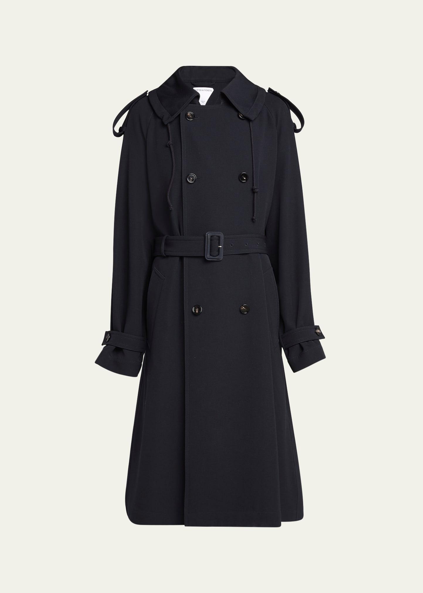 compact wool gabardine belted trench coat