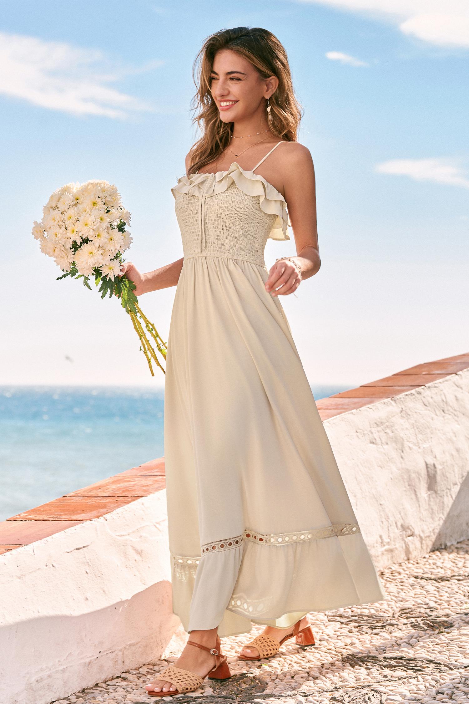confession beige maxi dress - l