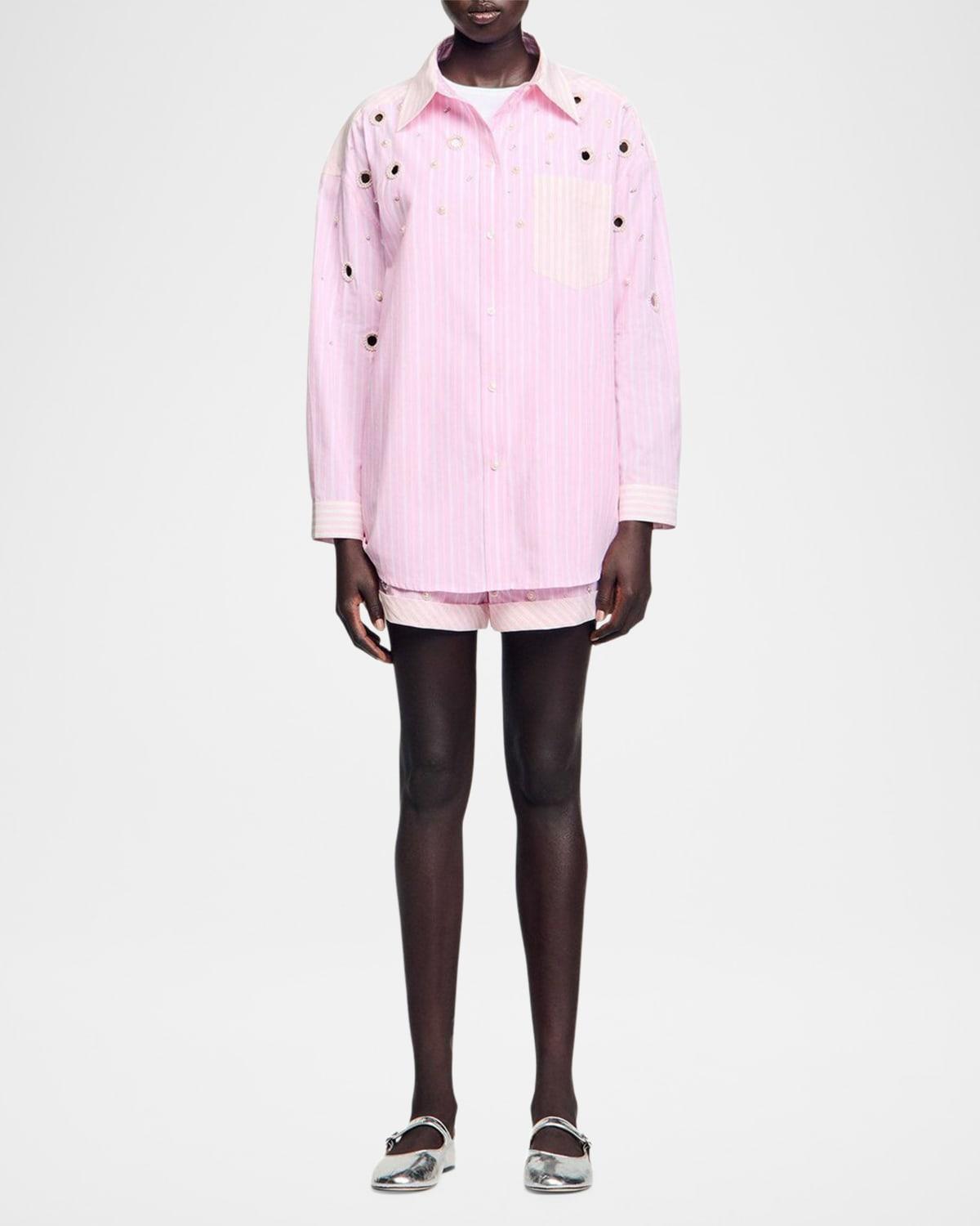 confetti embellished striped shirt