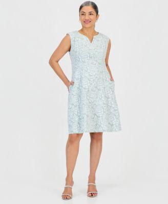 connected petite notch neck sleeveless sheath dress