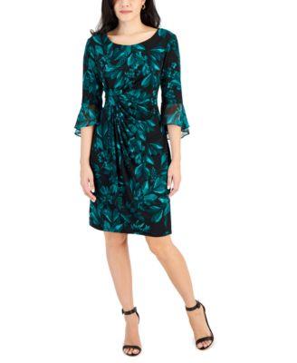 connected petite printed side tab sheath dress