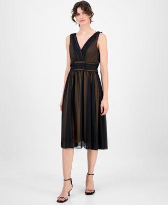 connected womens chiffon ruched waist dress