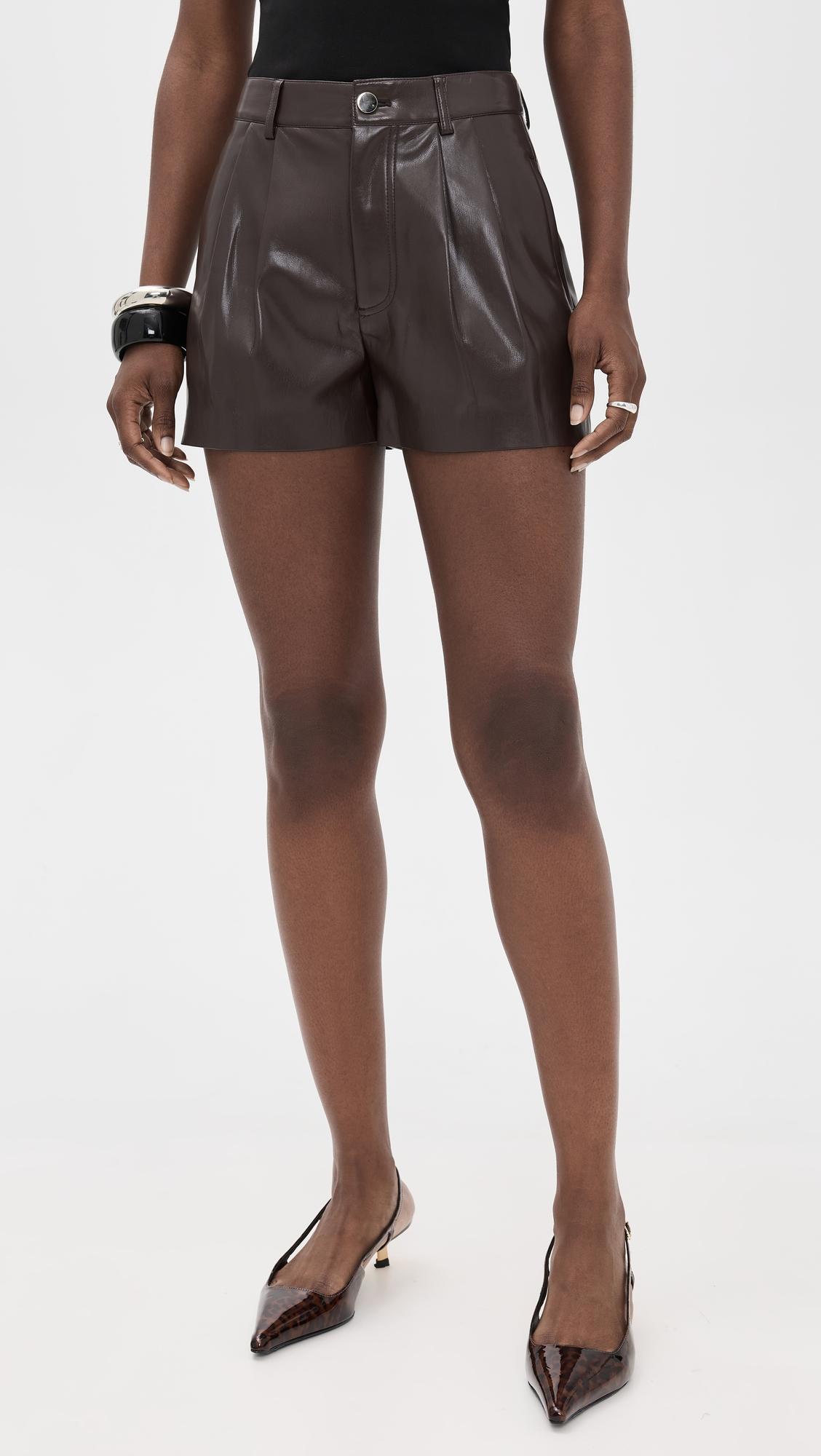 conry faux leather pleated shorts