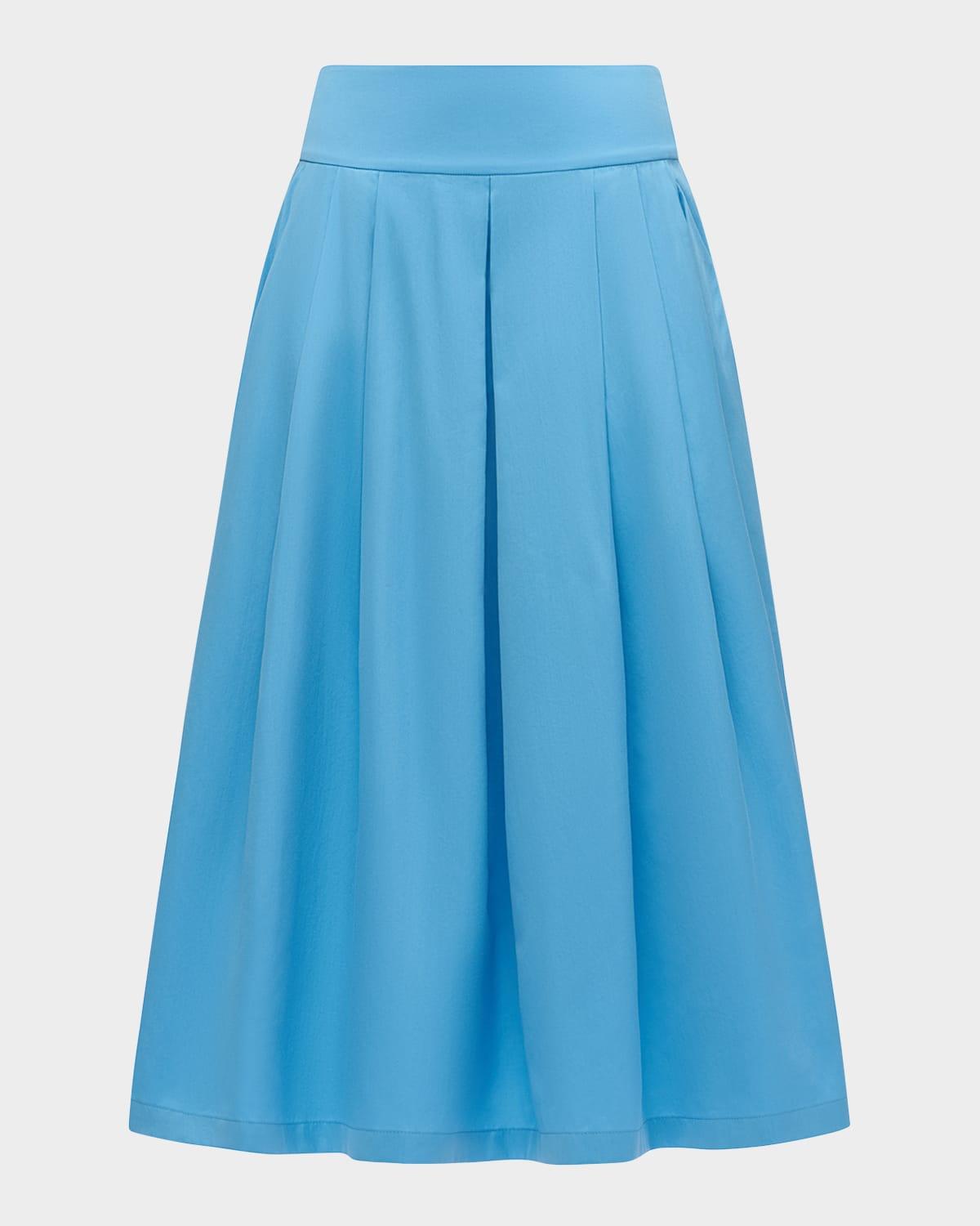 consuela pleated cotton-silk midi skirt