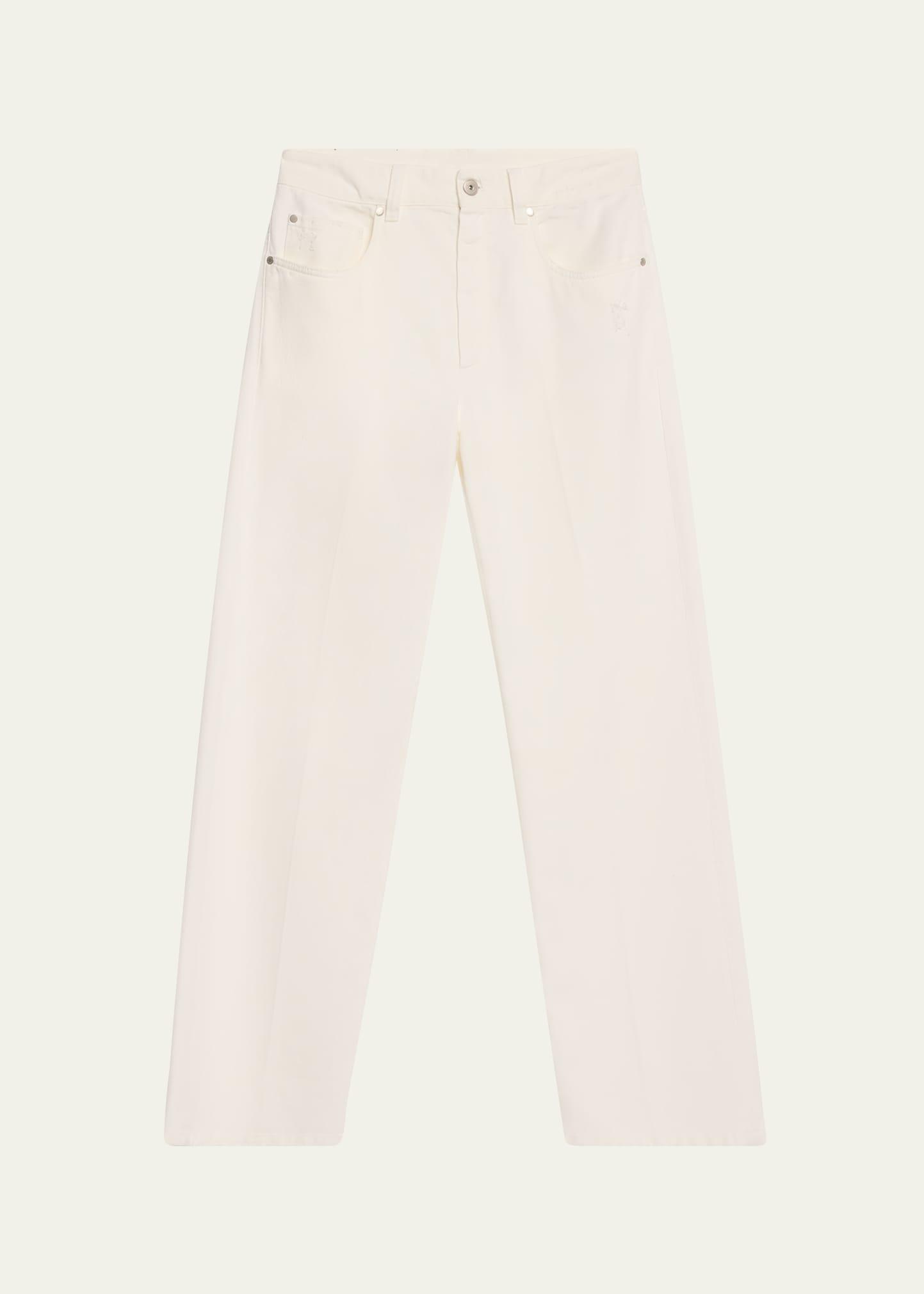 contemporary garment dye denim pants with sartorial touch