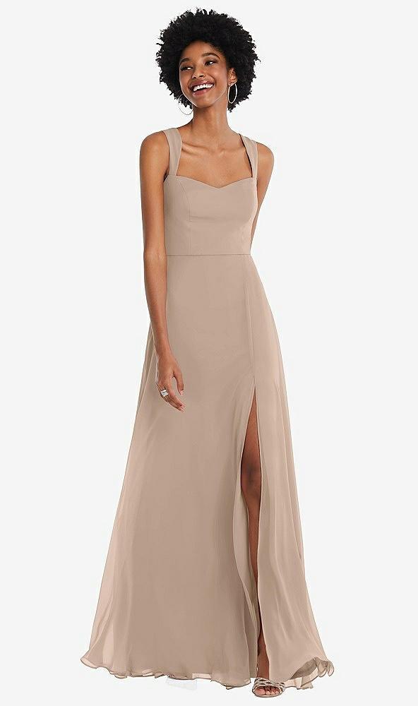 contoured wide strap sweetheart maxi dress
