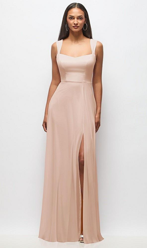 contoured wide strap sweetheart maxi dress