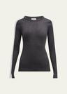 contrast-band rib jersey retro crewneck sweater