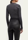 contrast-band rib jersey retro crewneck sweater