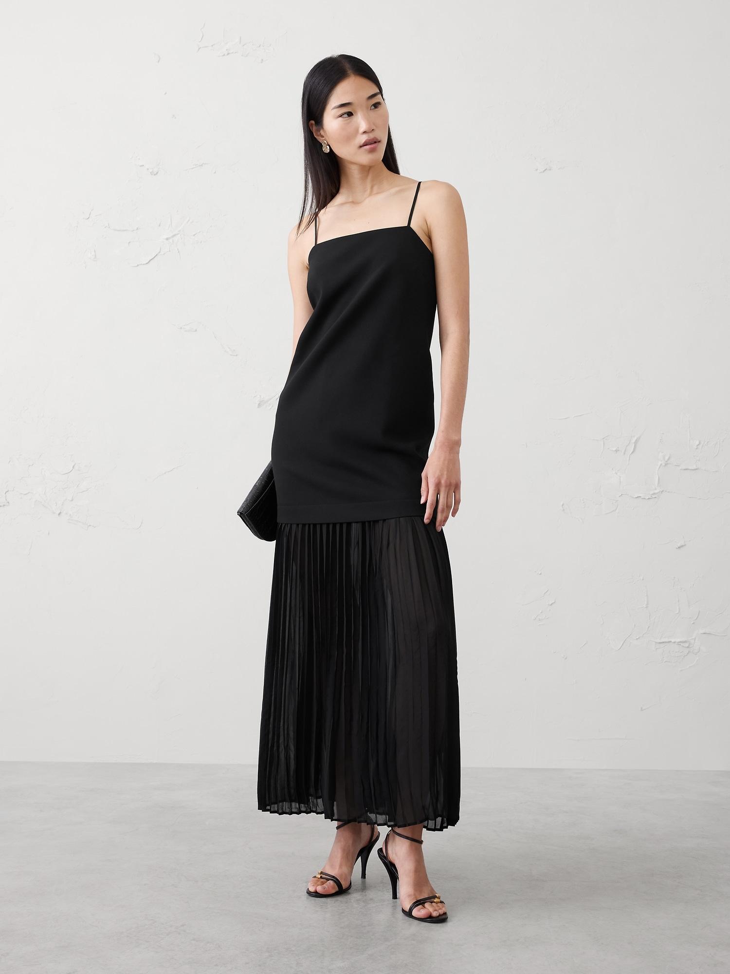 contrast drop-waist maxi dress