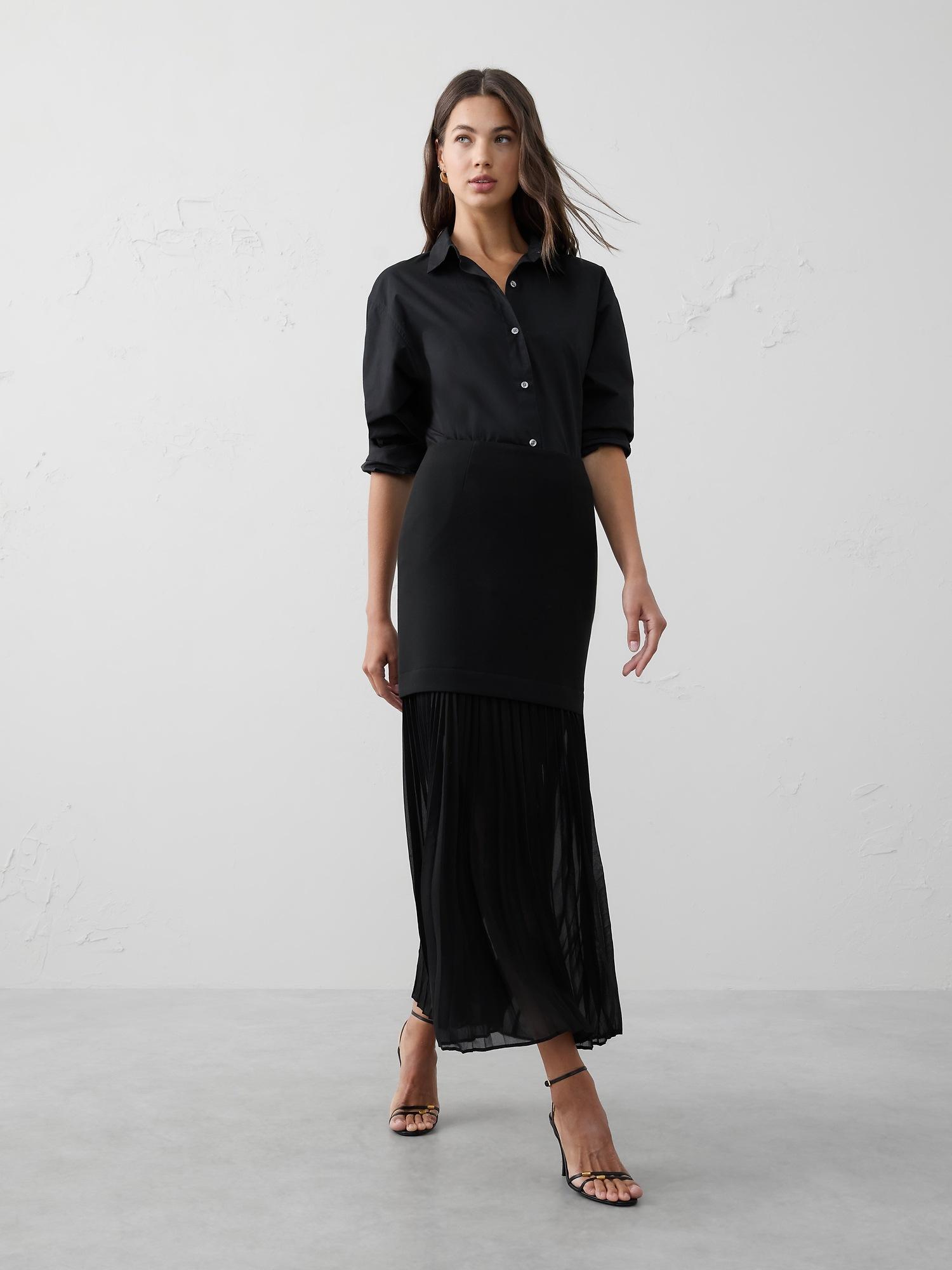 contrast dropwaist sheer maxi skirt