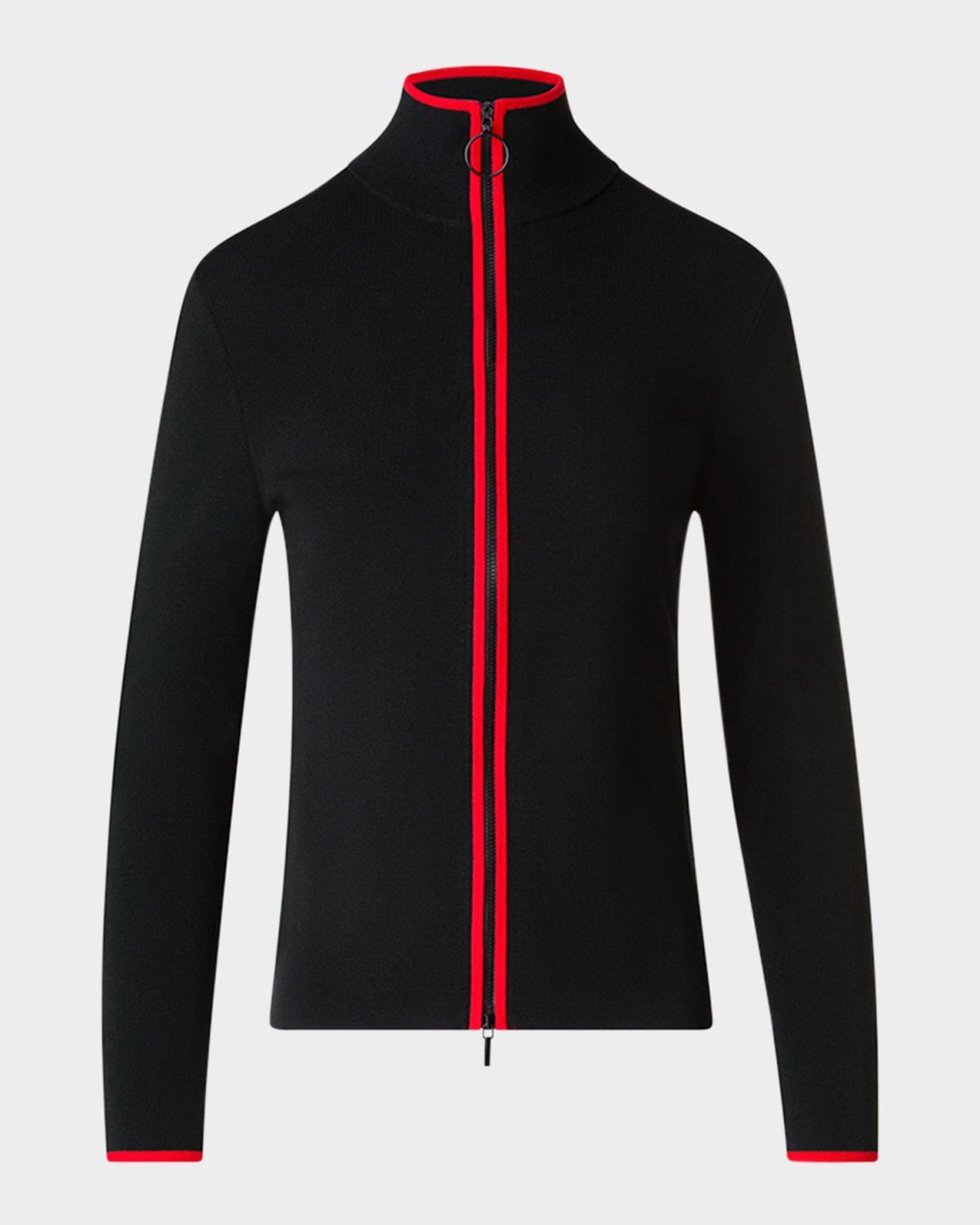 contrast piping zip cardigan