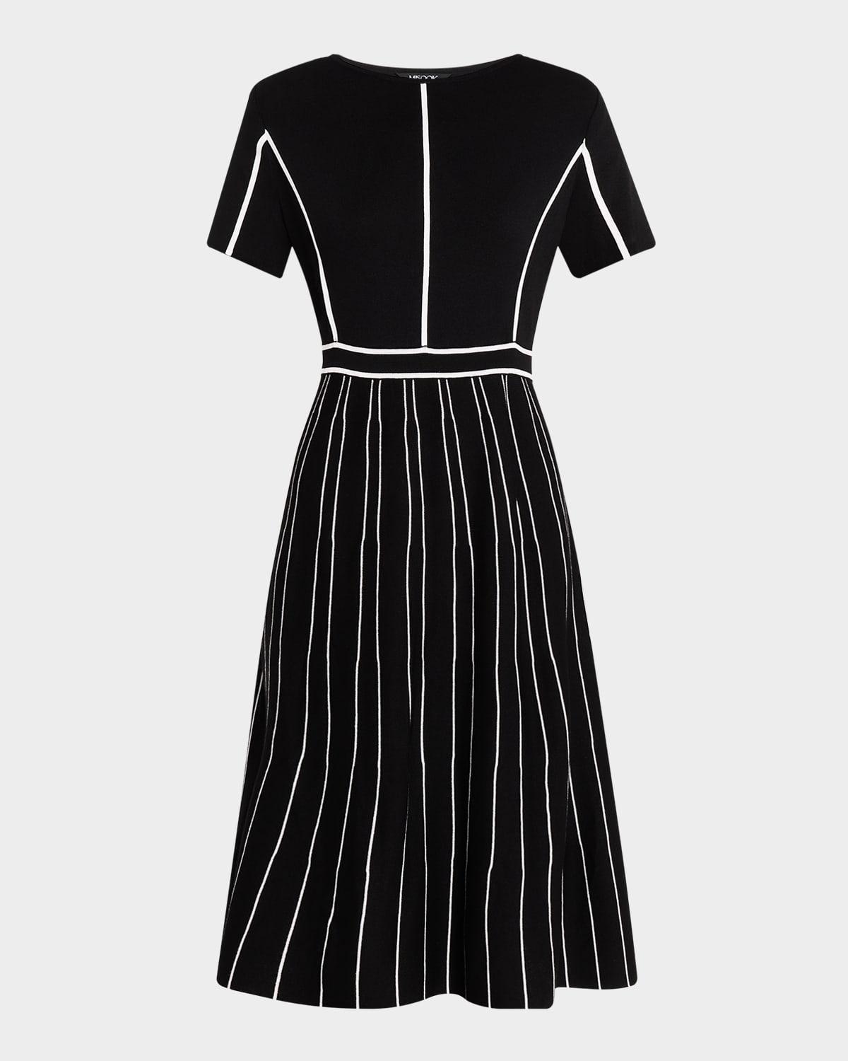 contrast stripe a-line soft knit dress - modern fit
