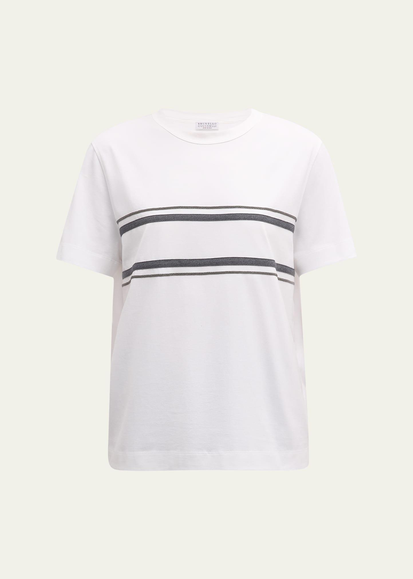 contrast stripe and monili jersey t-shirt