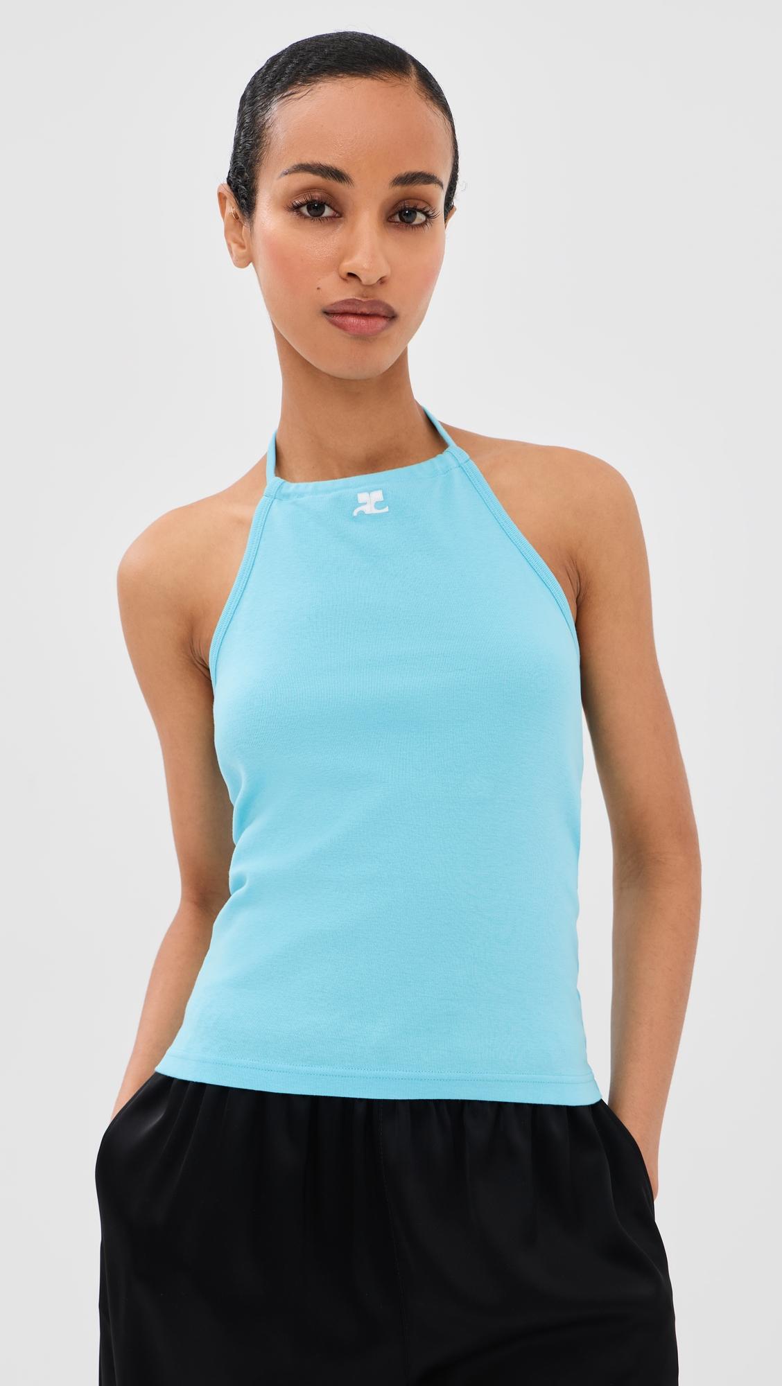 contrast tie-back tank top