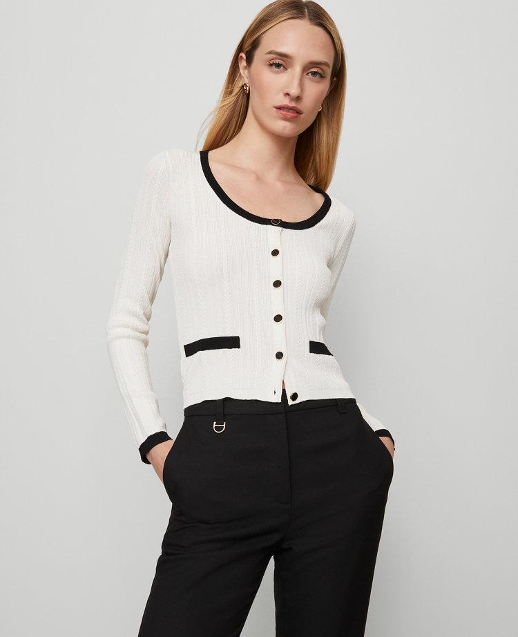 contrast trim cardigan