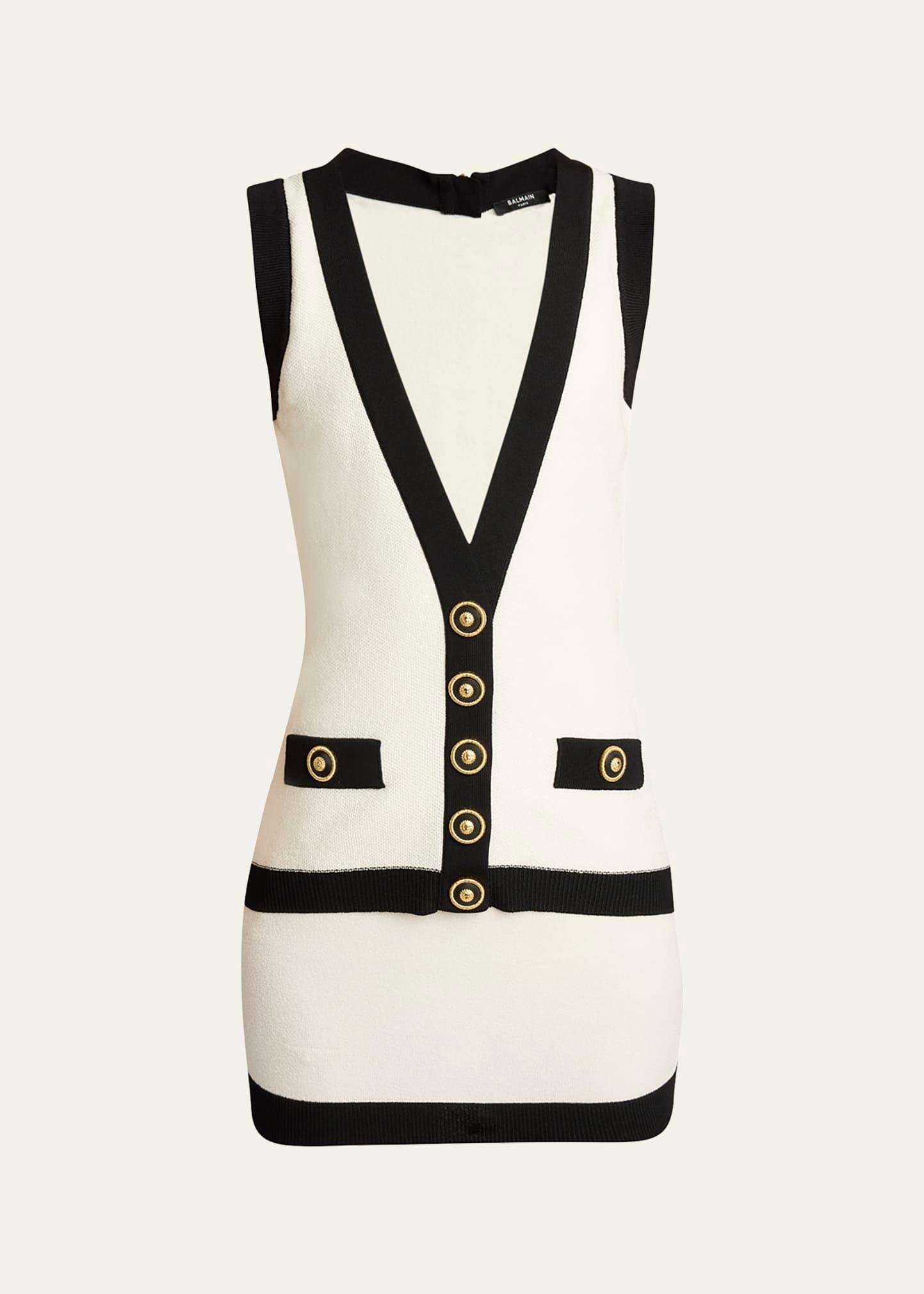 contrast-trim knit mini dress