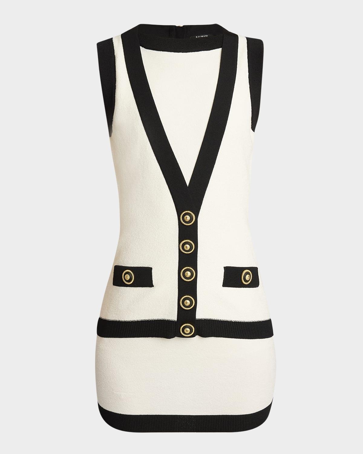 contrast-trim knit mini dress