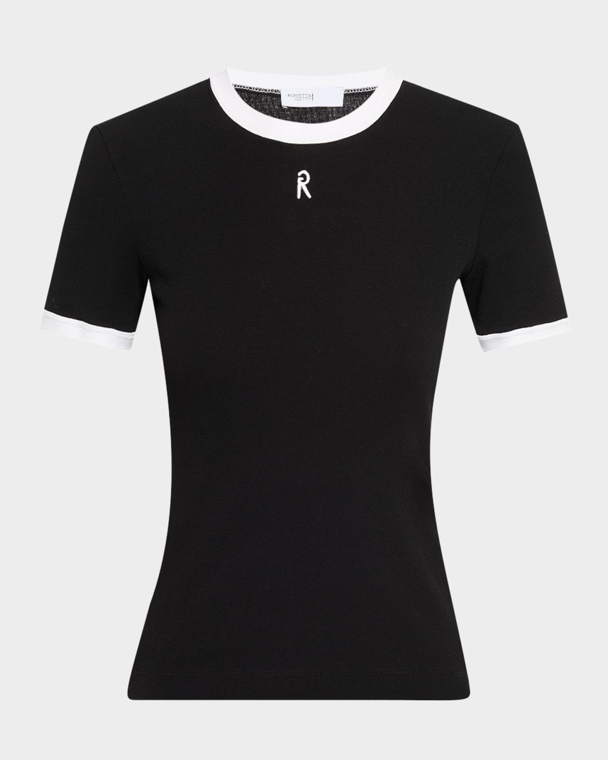 contrast-trim short-sleeve slim t-shirt