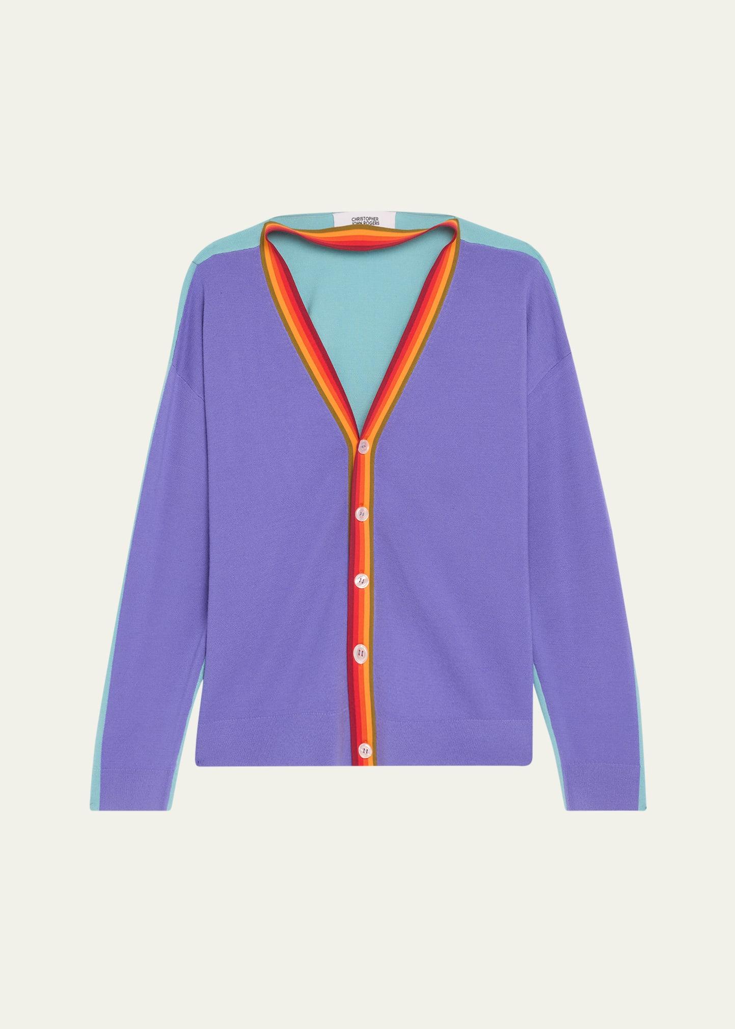 convertible colorblock cutout wool cardigan