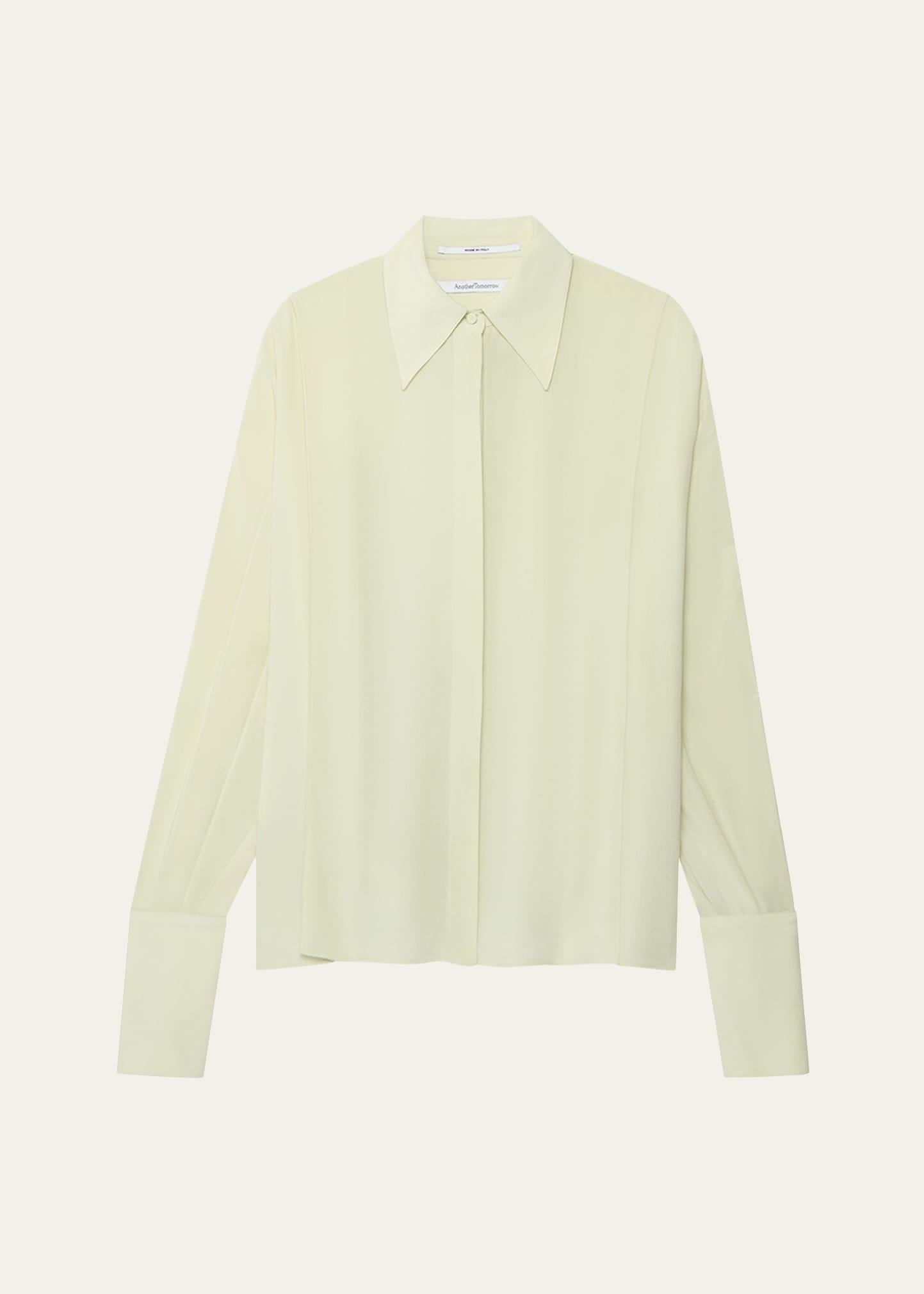 convertible pleated silk wrap shirt