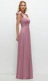 convertible ruffle strap chiffon maxi dress with full circle skirt