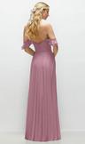 convertible ruffle strap chiffon maxi dress with full circle skirt