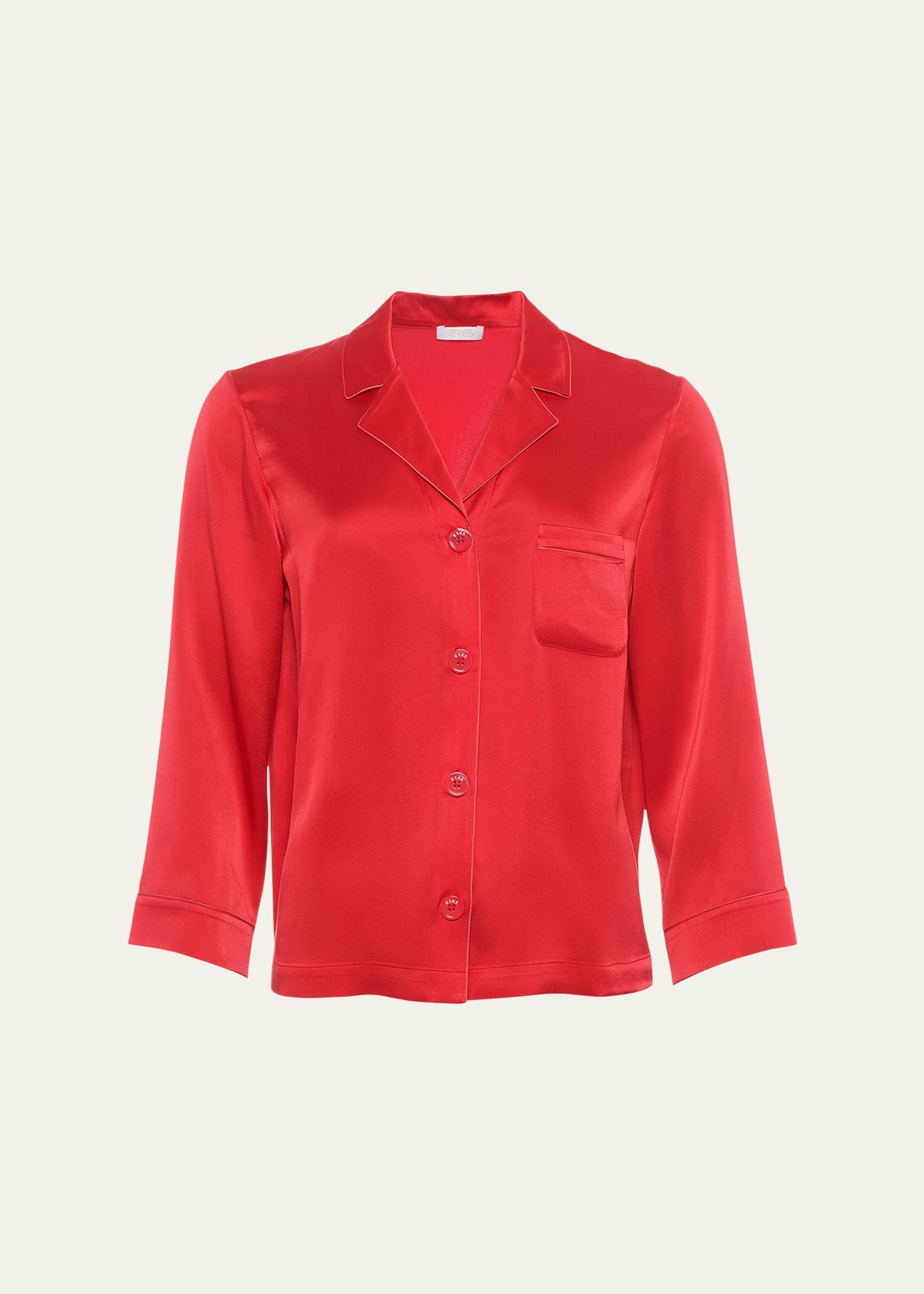 convive button-down silk pajama shirt