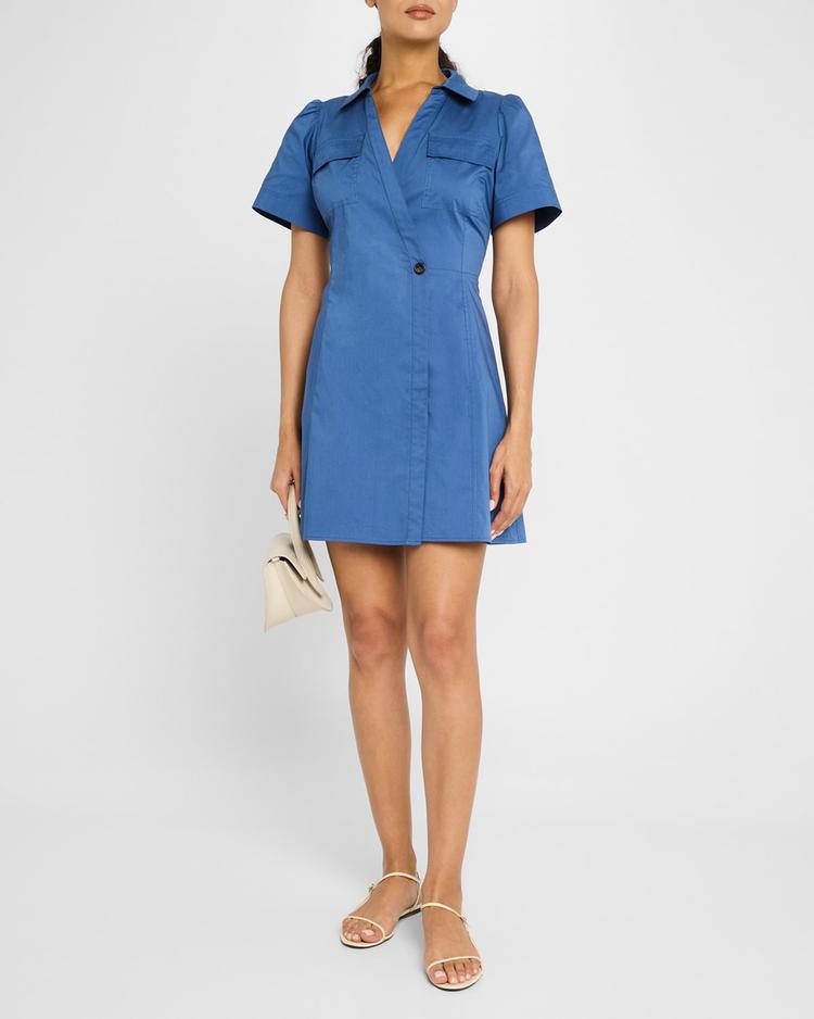 cooper flutter-sleeve mini wrap dress