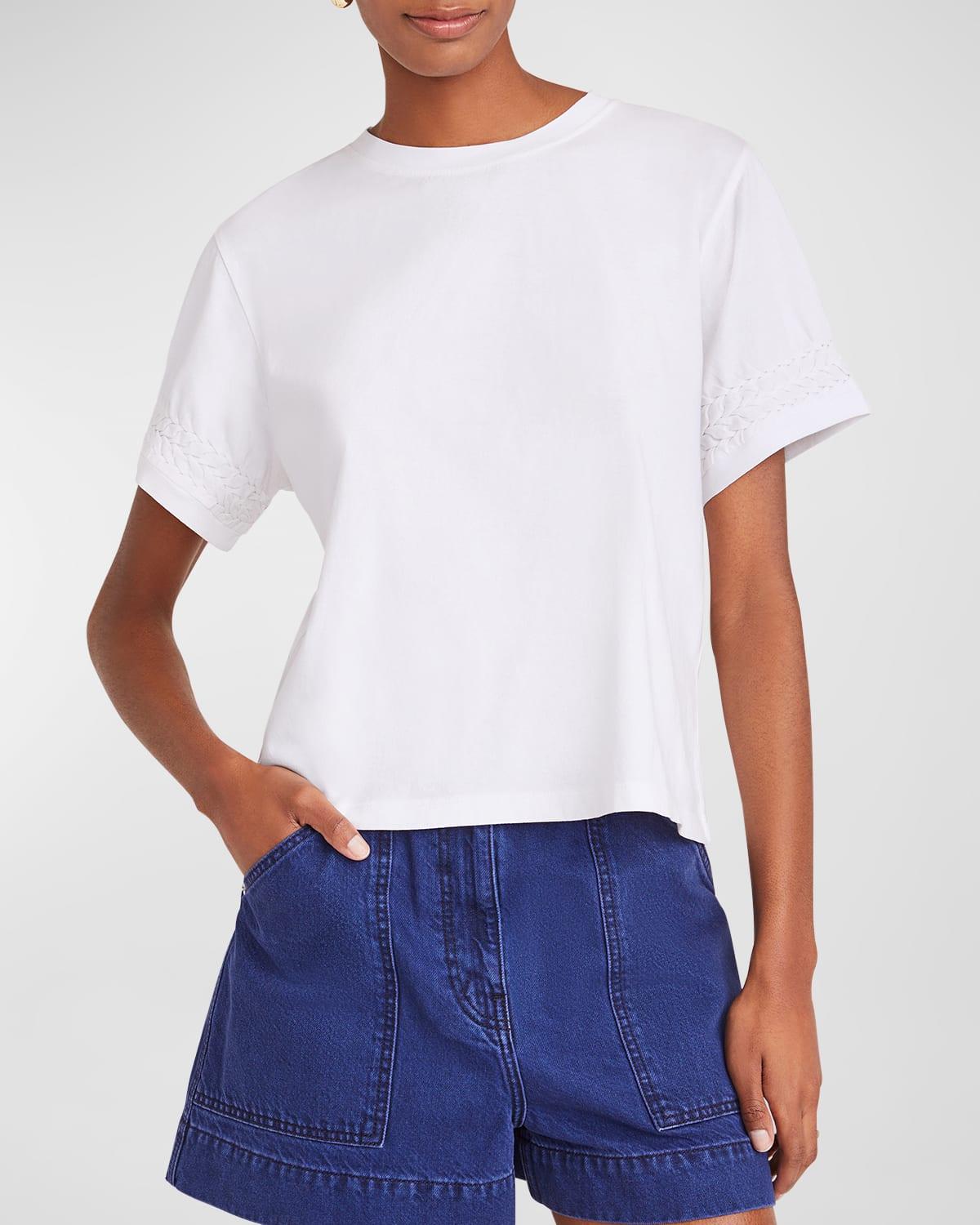 cooper smocked crewneck jersey top