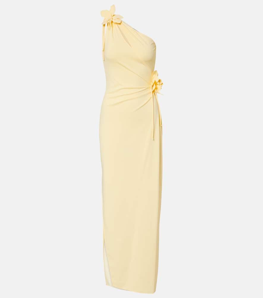 coperni asymmetric floral gown
