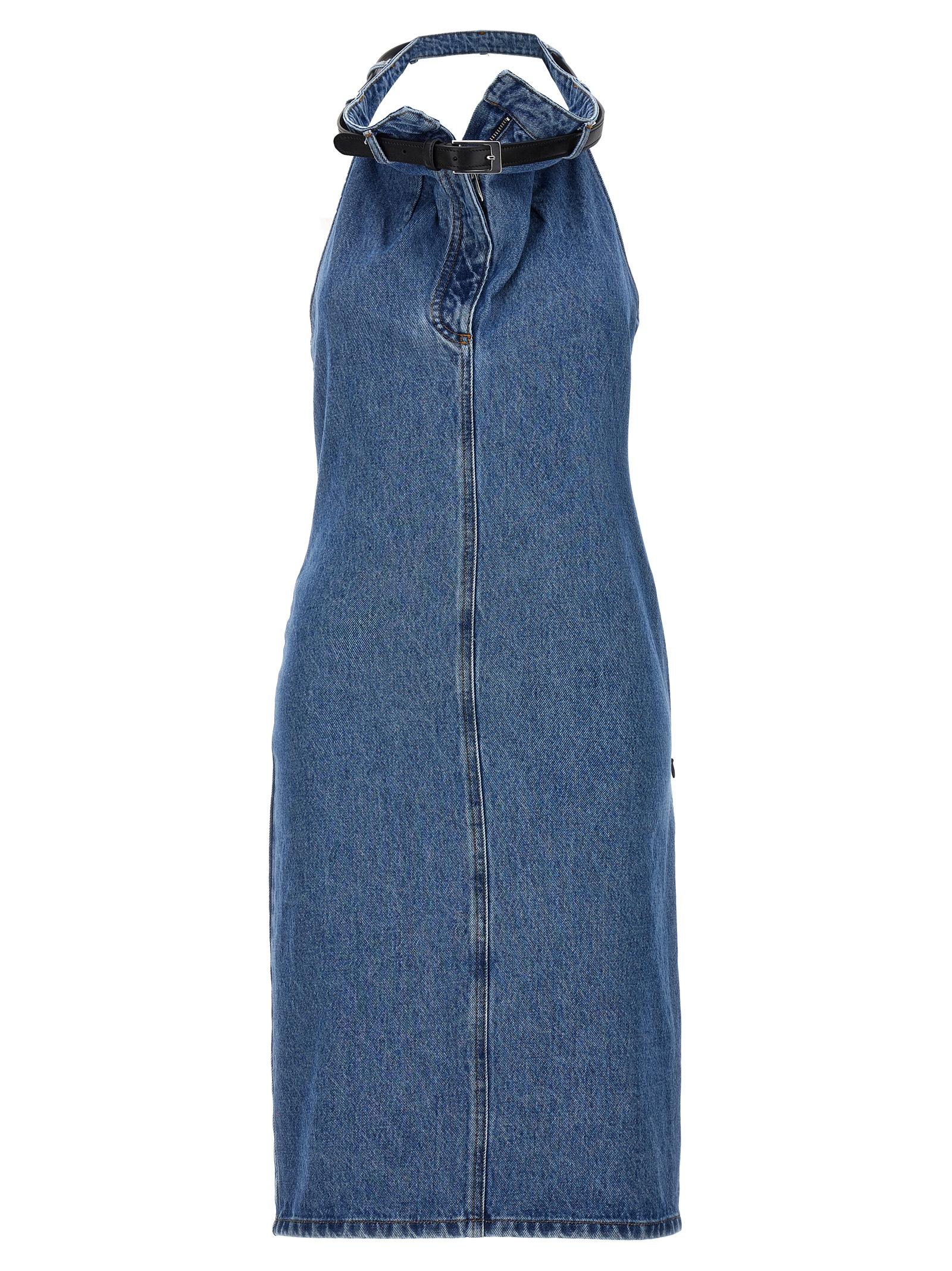 coperni belt halter neck dress blue cotton - women