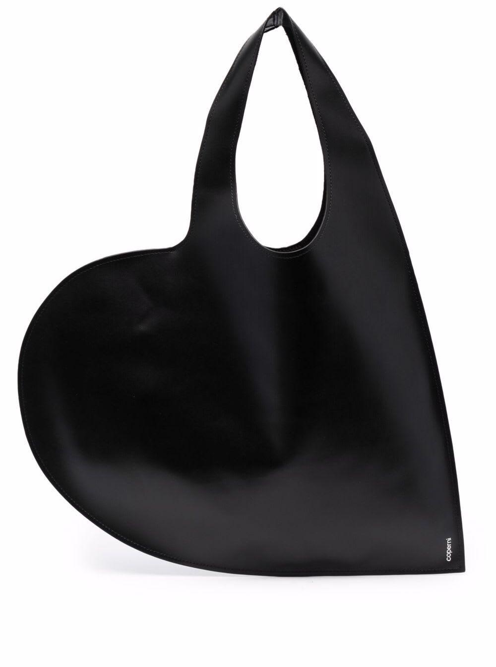 coperni black leather heart handbag