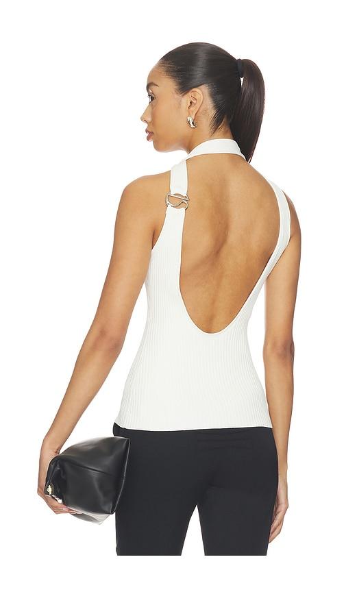 coperni c logo knit top in white.
