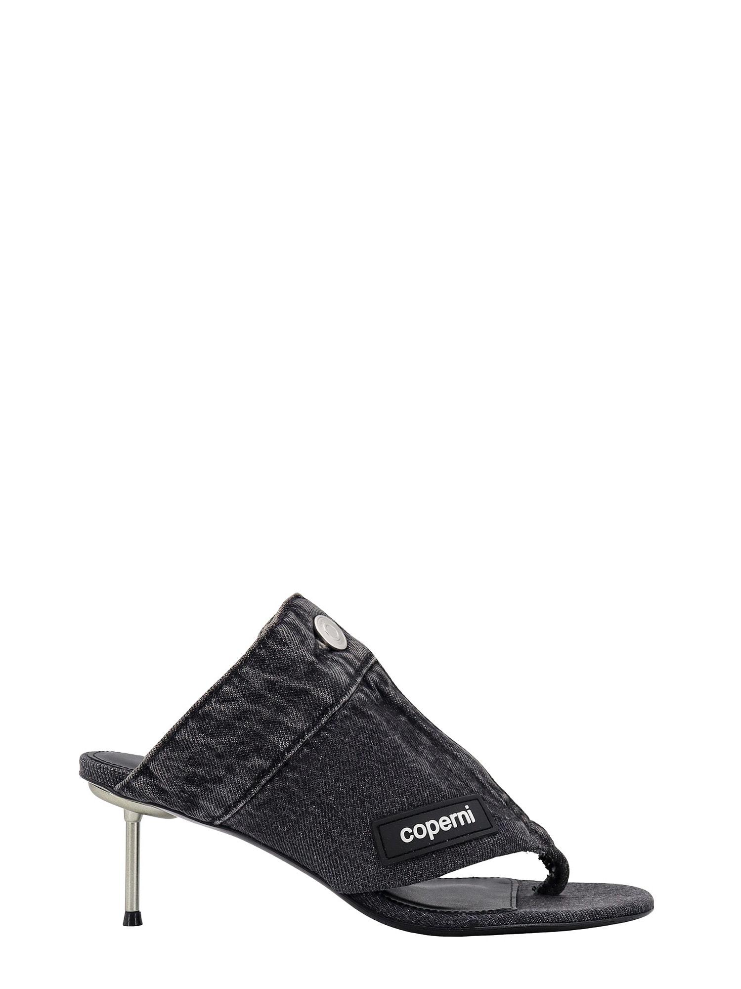 coperni denim sandals with logo patch