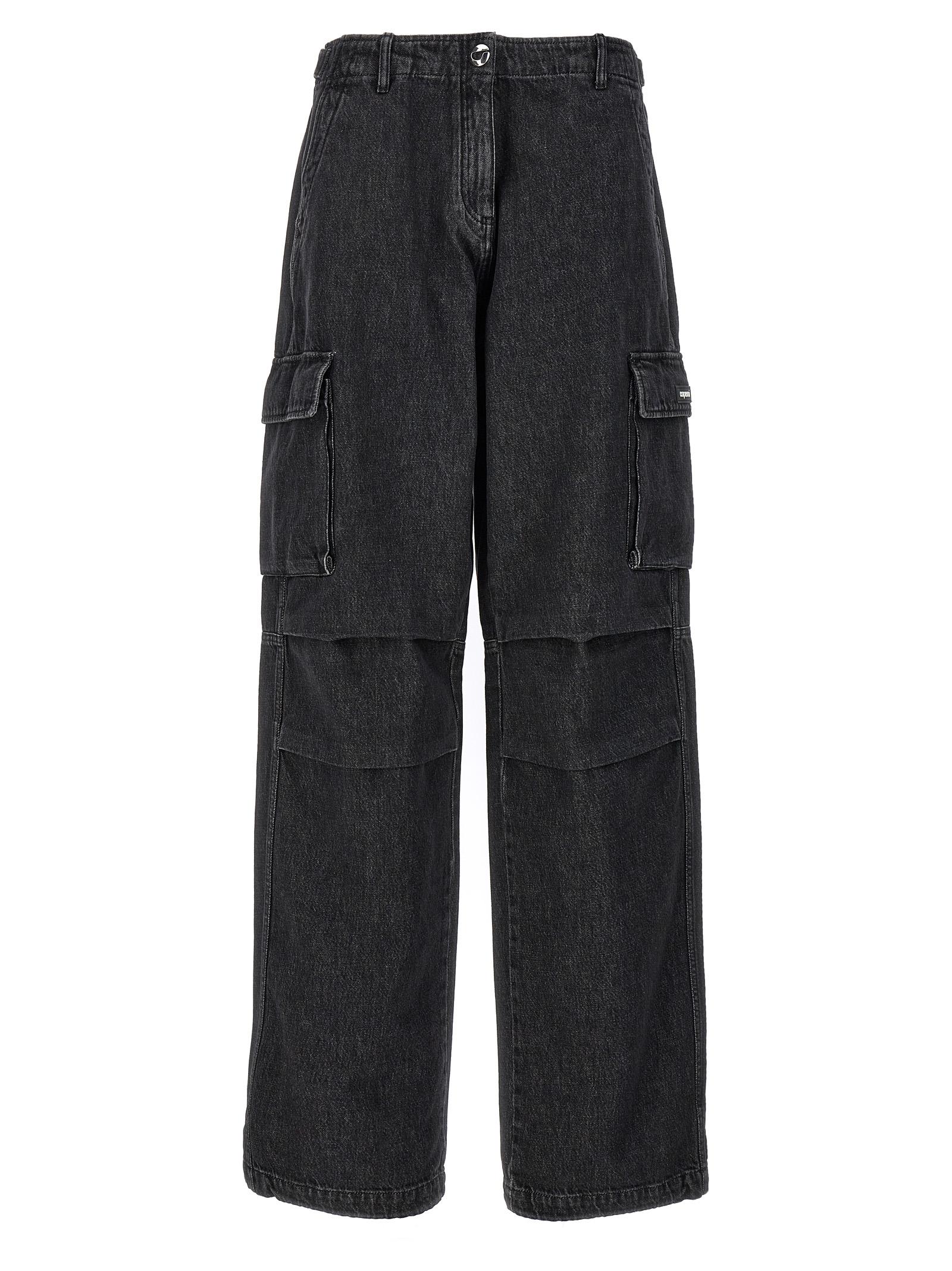 coperni denim wide leg cargo jeans black cotton - women