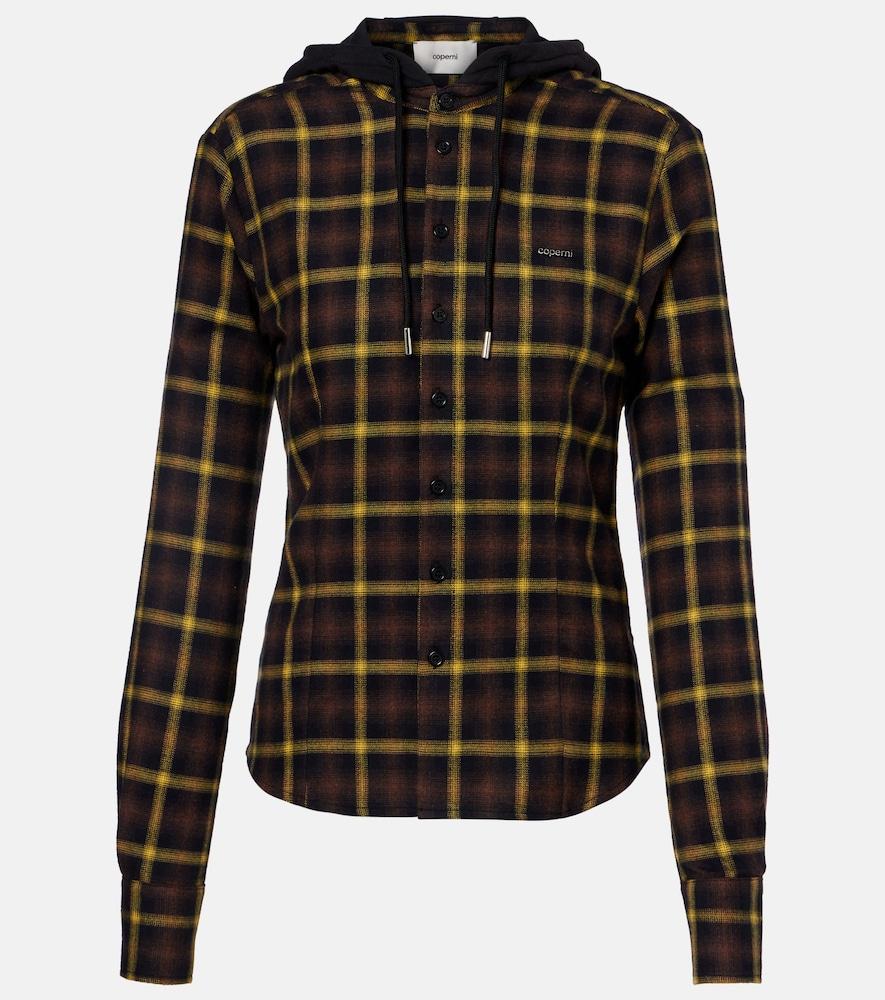 coperni hooded checked cotton shirt