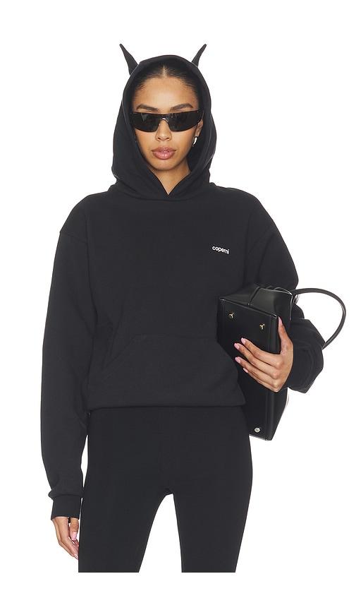 coperni horn hoodie in black.