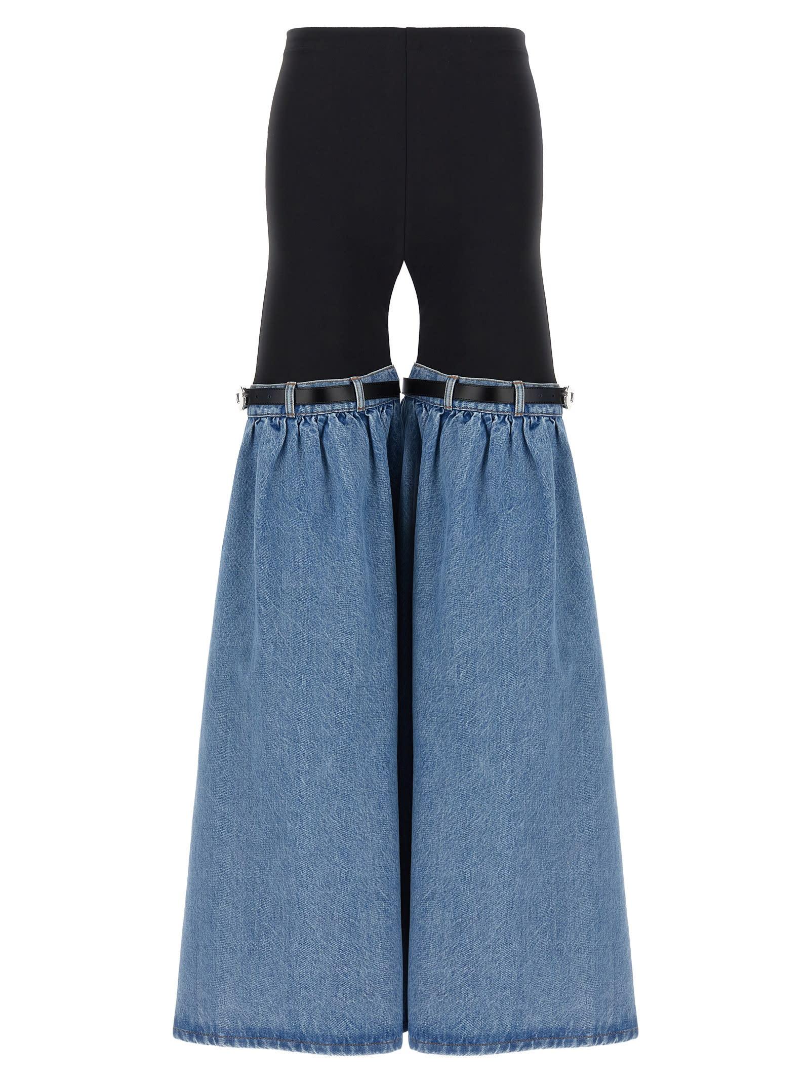 coperni hybrid denim flare pants