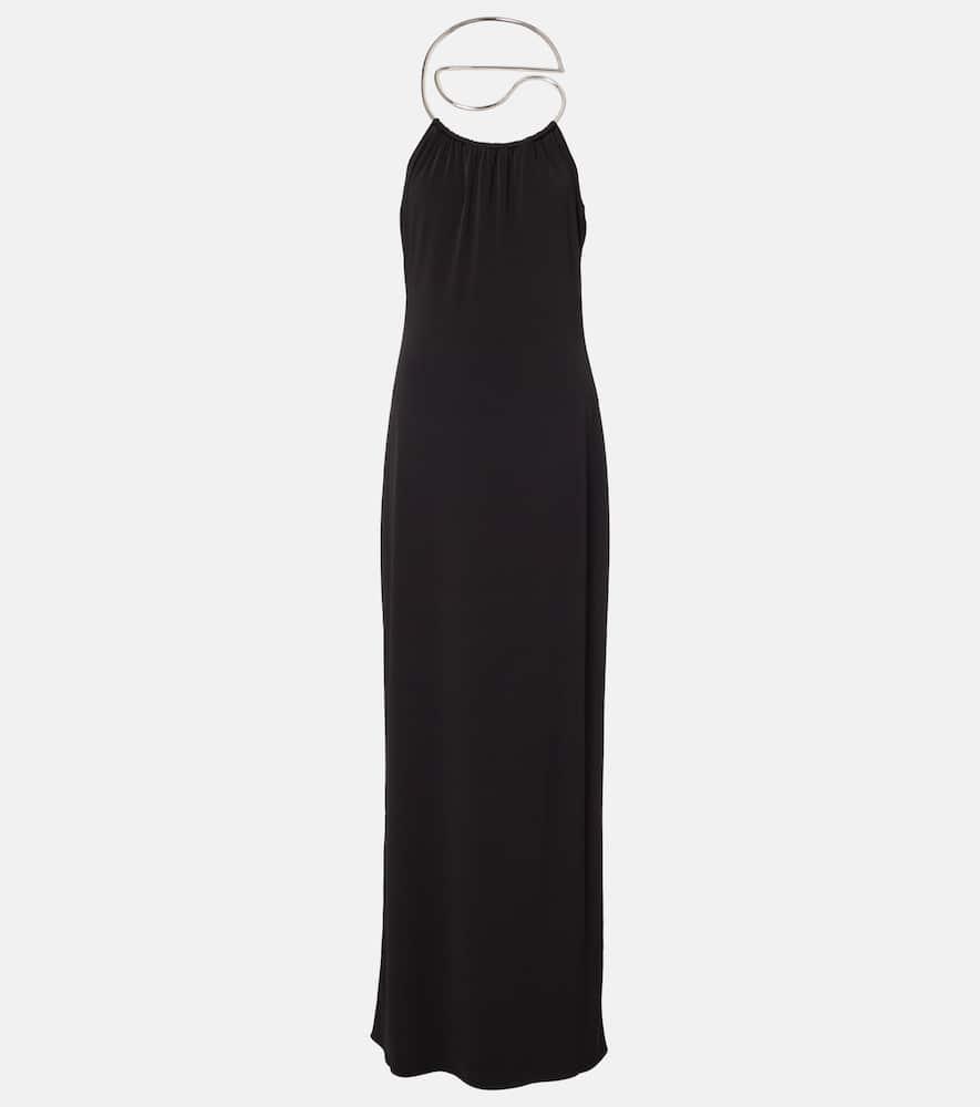 coperni logo necklace embellished halterneck gown