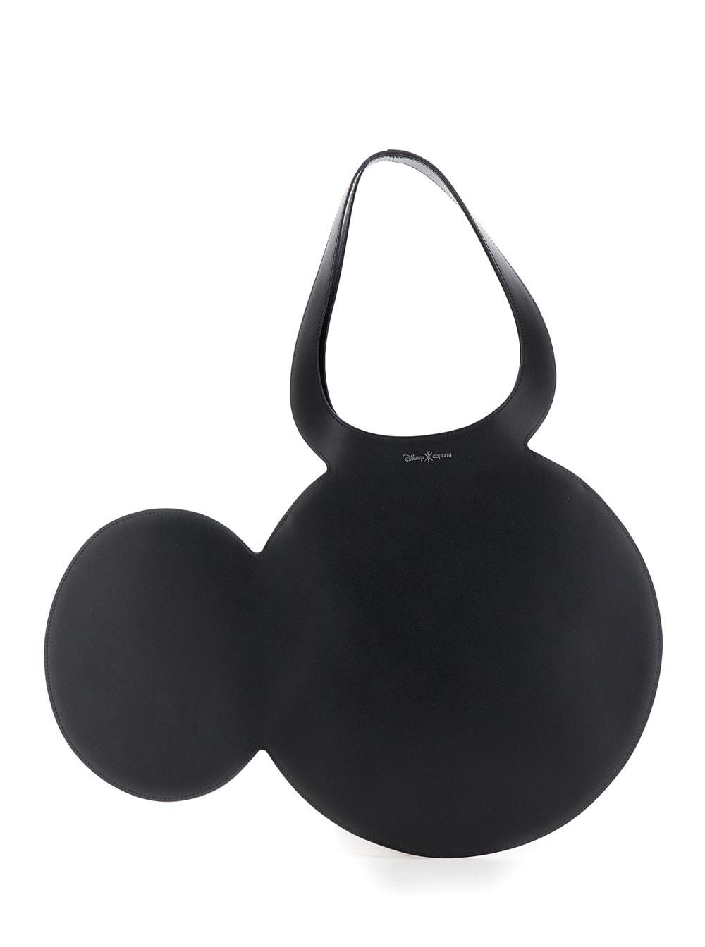 coperni mickey black handbag with cut-out handle and logo lettering on the front in leather woman