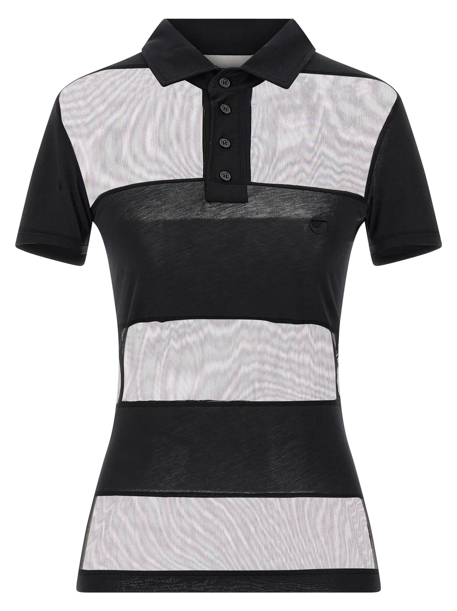 coperni sheer striped polo shirt black cotton polyamide elastane - women