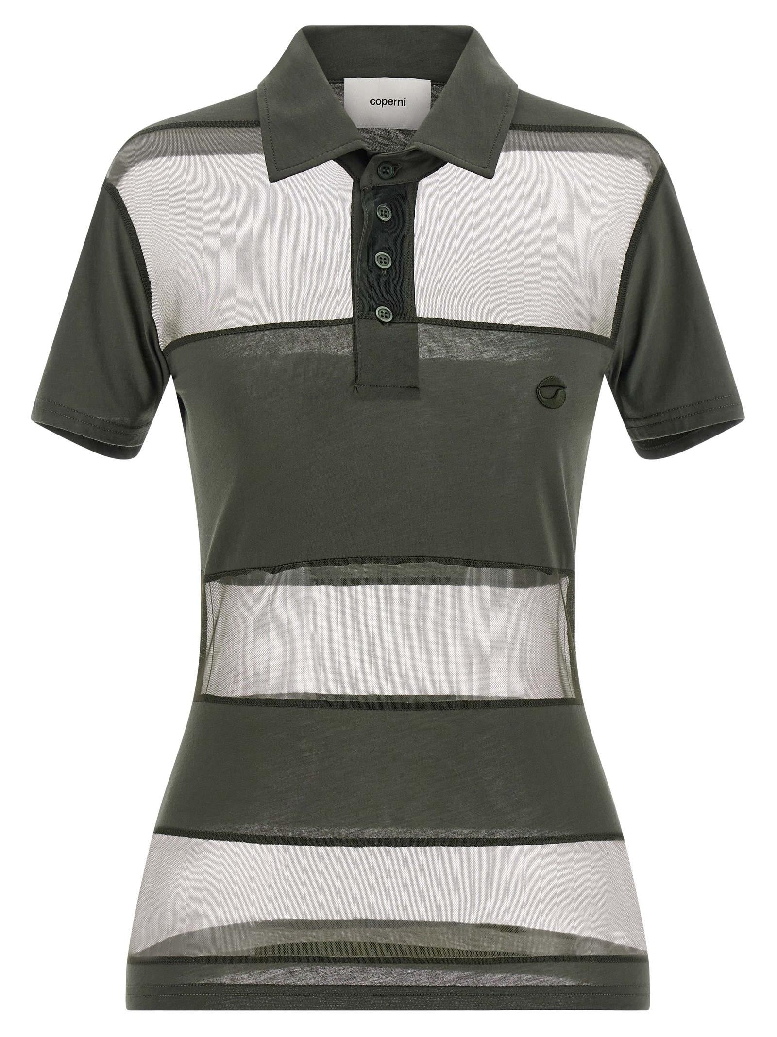 coperni sheer striped polo shirt