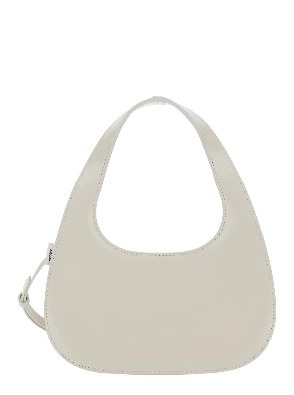 coperni slim swipe phone baguette beige shoulder bag with adjustable and removable strap and logo lettering on the front in leather women