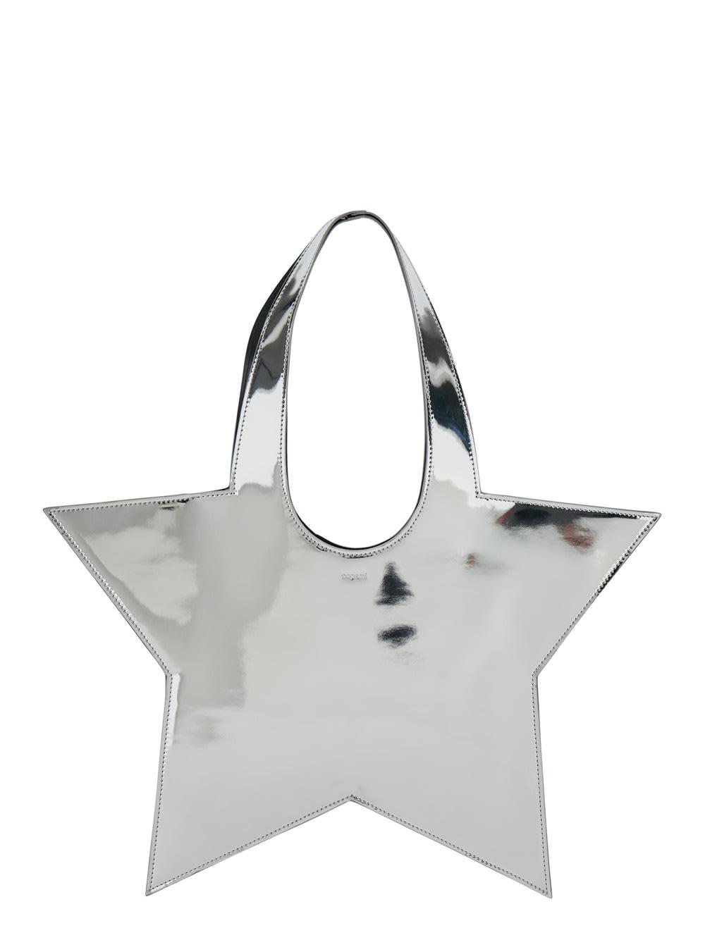 coperni star metallic mini handbag with embossed logo lettering on the front and mirrored effect in leather woman