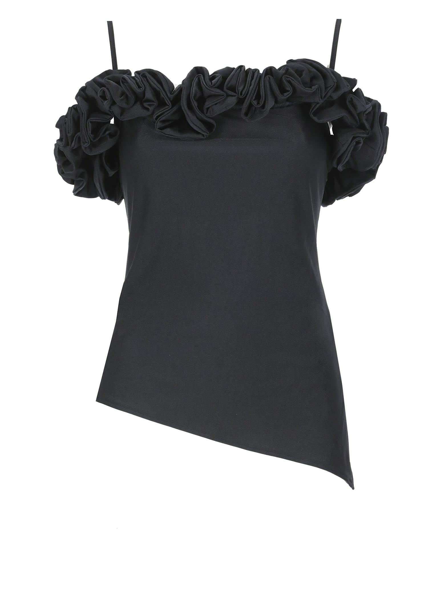 coperni stretch jersey top with ruffles
