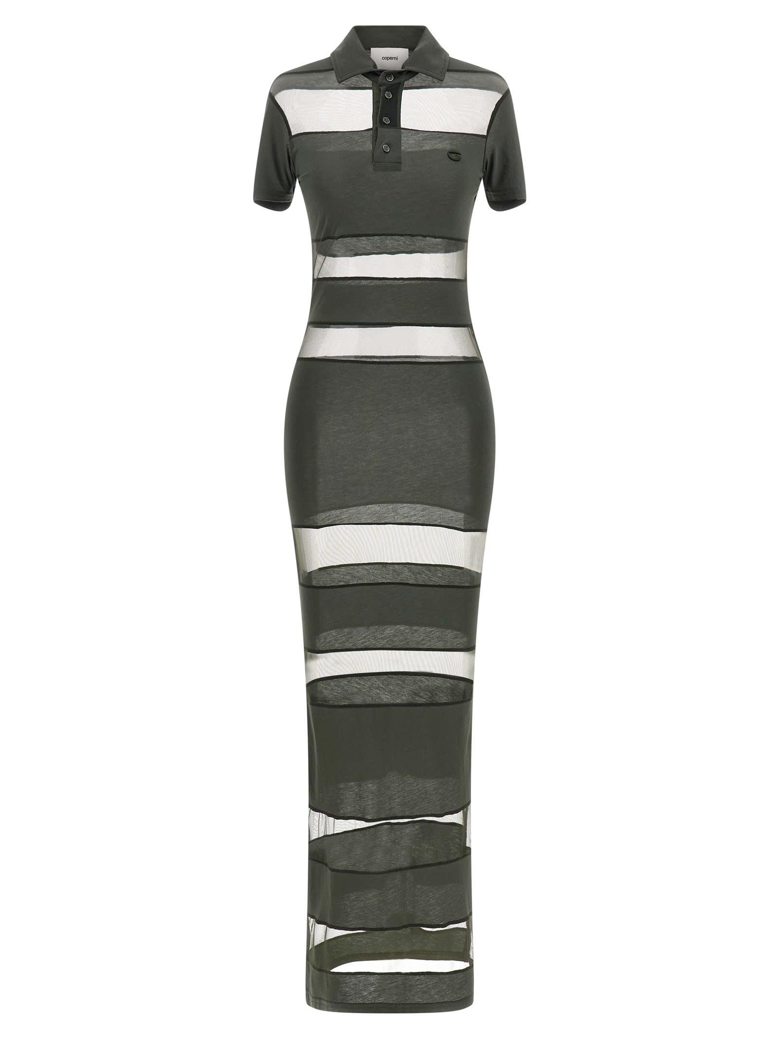 coperni striped sheer polo dress