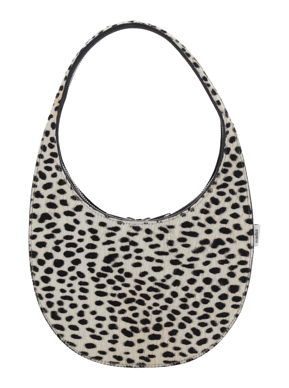 coperni swipe black and white handbag with brushed effect and all-over polka dots motif in fabric woman