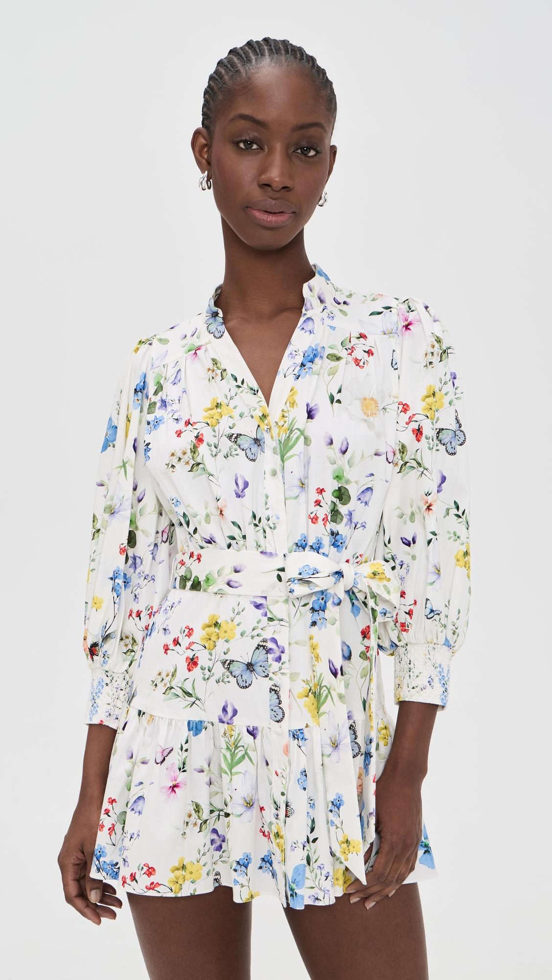 cora tiered mini shirt dress